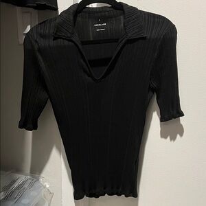 Everlane Black Ribbed Blouse